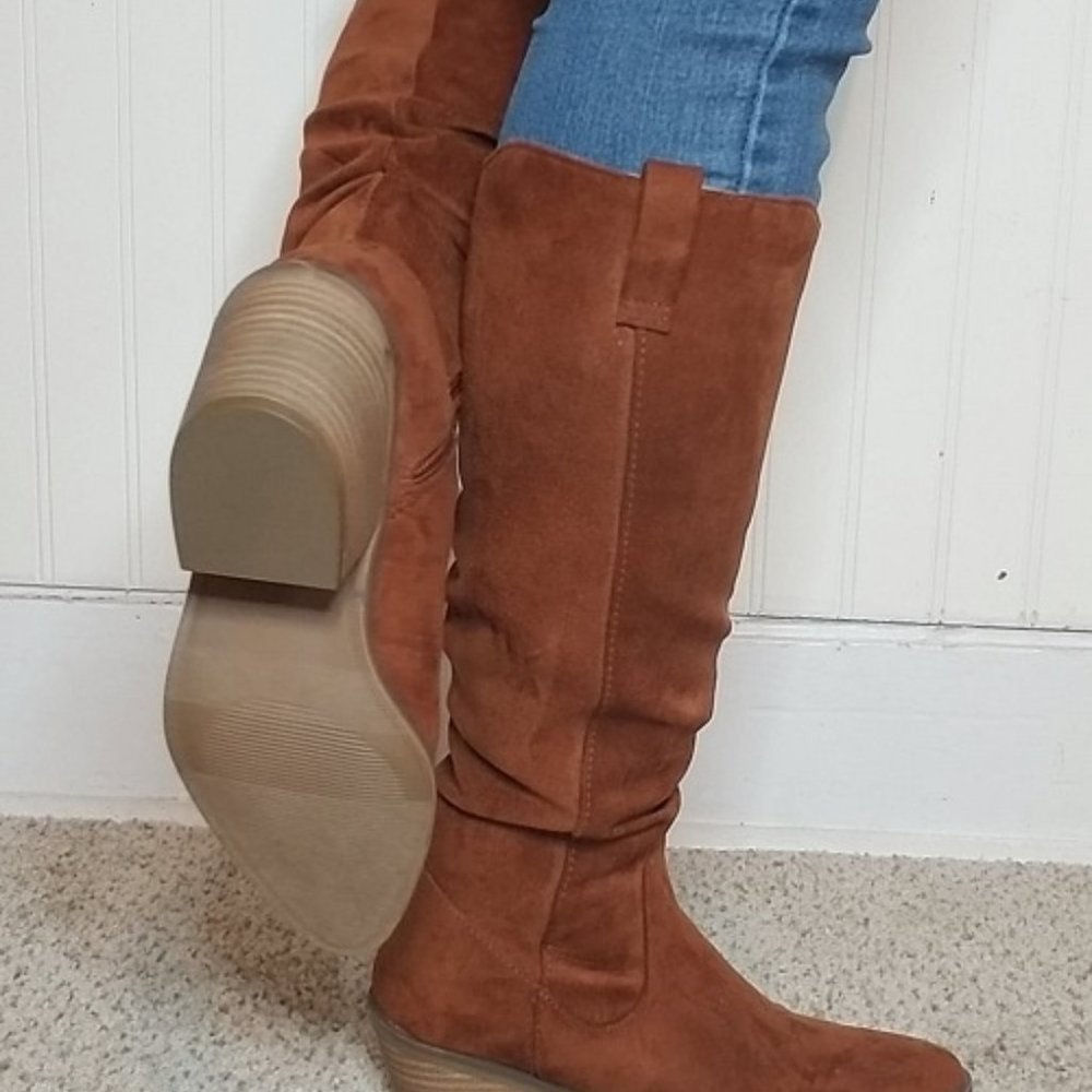 Women's Lainee Heeled Scrunch Fashion Boots Universal Thread brown/barb - Picture 8 of 16